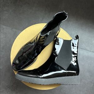 NWT Black Patent Leather Chelsea Boots PARIS 40.5 US 10